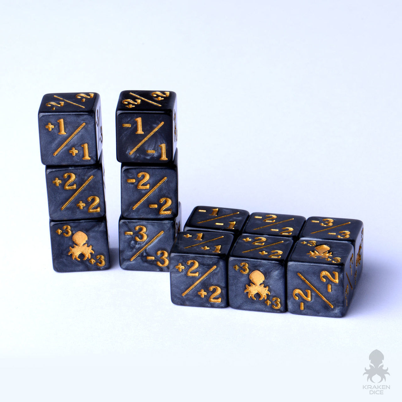Mini Kraken Logo 3/3 Positive/Negative Dice Counters for Magic: The Gathering 12 Pack